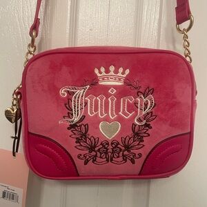 Juicy Couture Pink Flash Heritage Crossbody Velour Bag